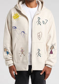 Men's Full Zip Hoodie with custom kids' art embroidery
