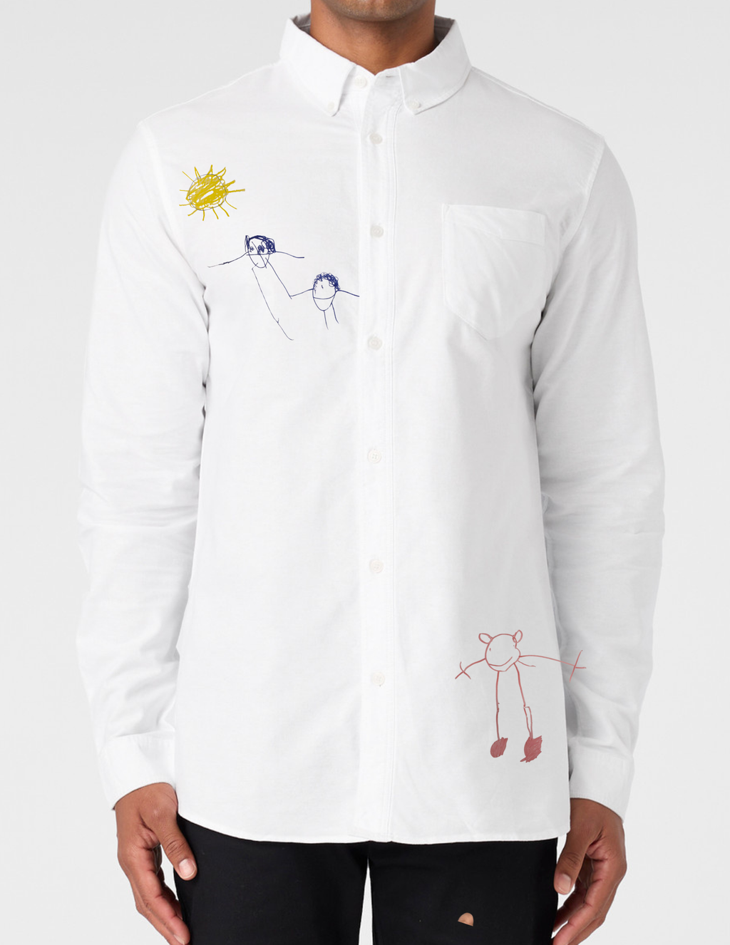 Dopamine Dress shirt with your kids' art embroidery (Male size and fit)
