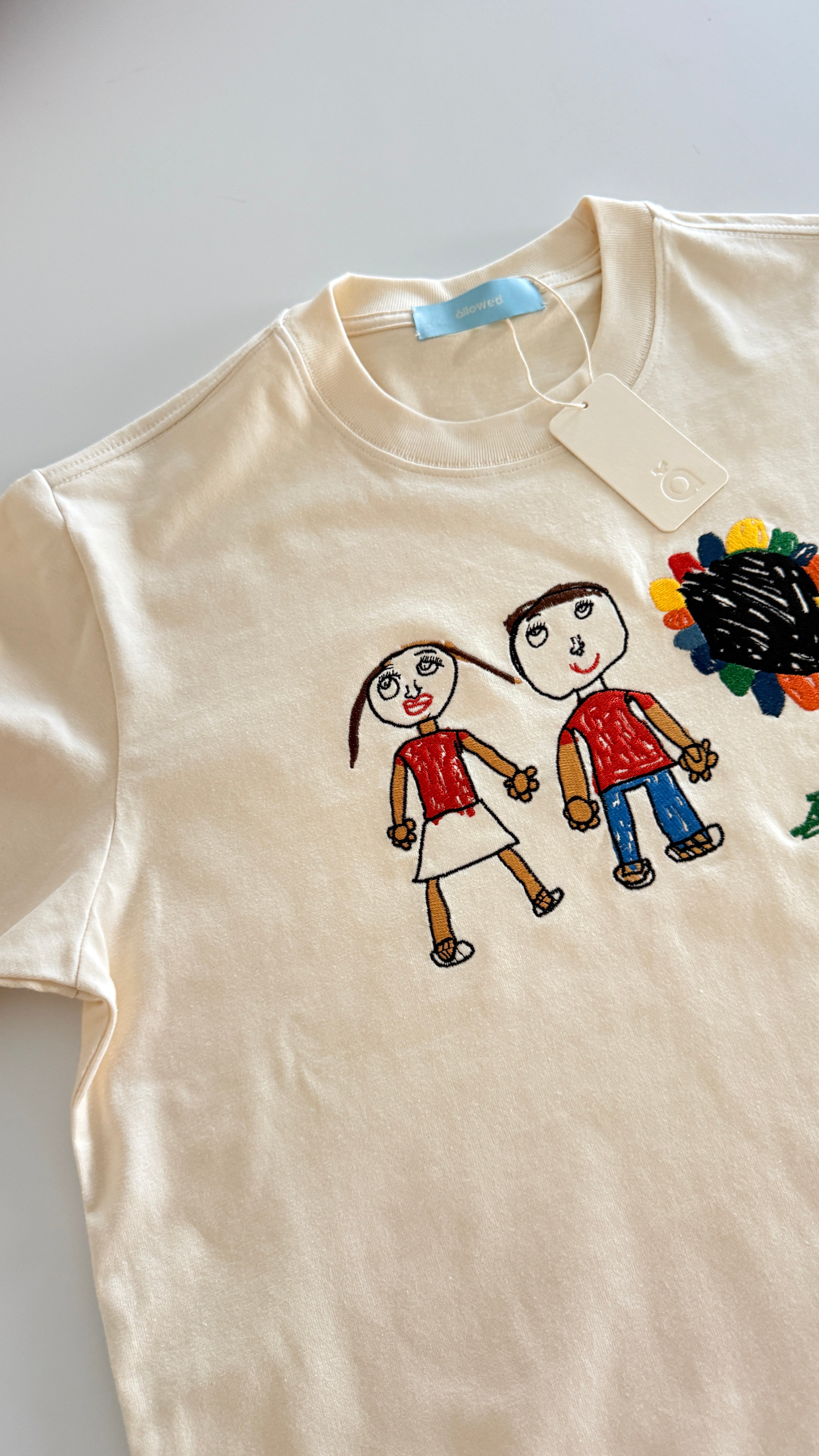 Women's T-shirt Customized with Kid's Drawing Embroidery – allowed