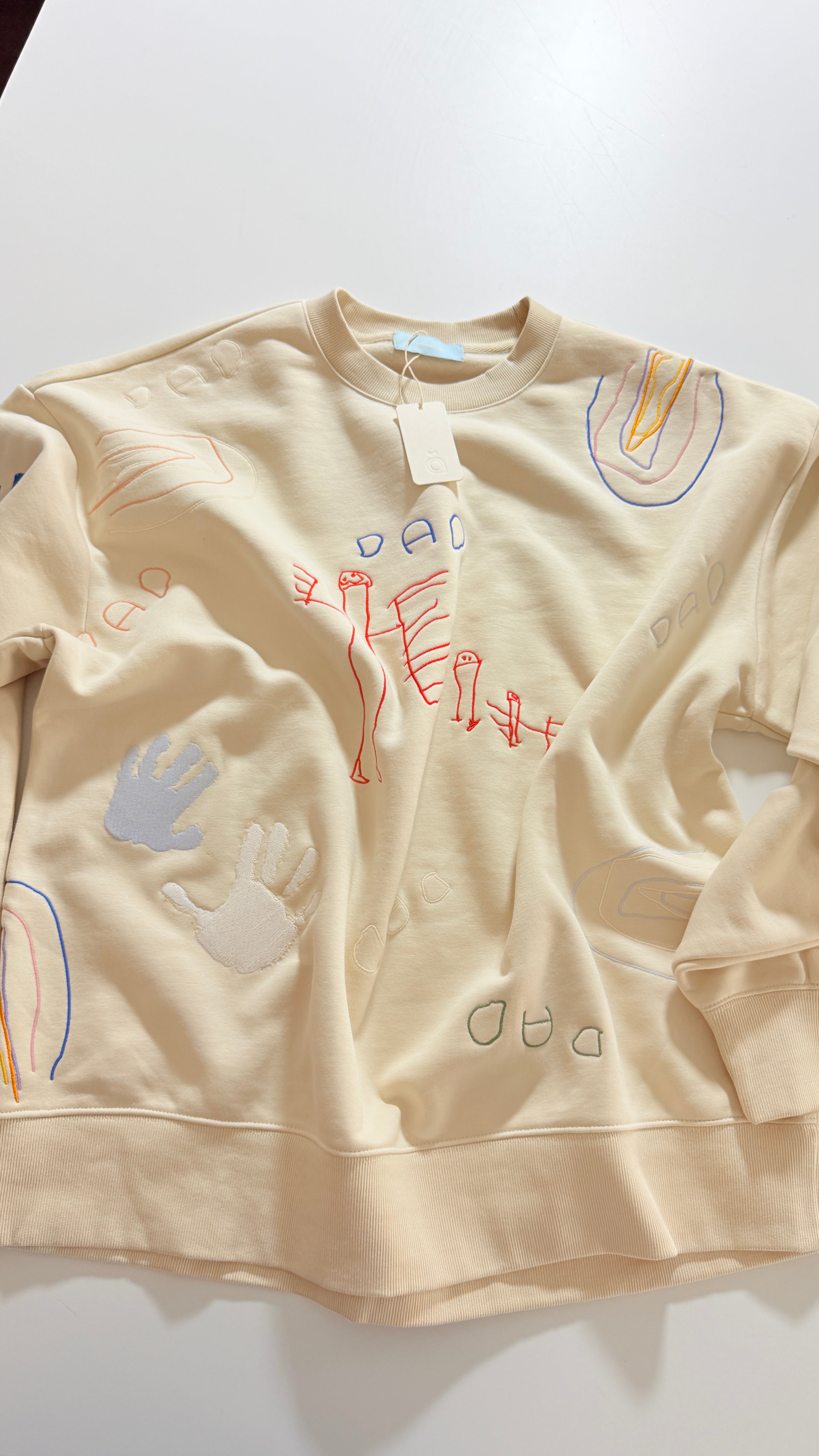 Men's Sweatshirt customized with kids' art embroidery