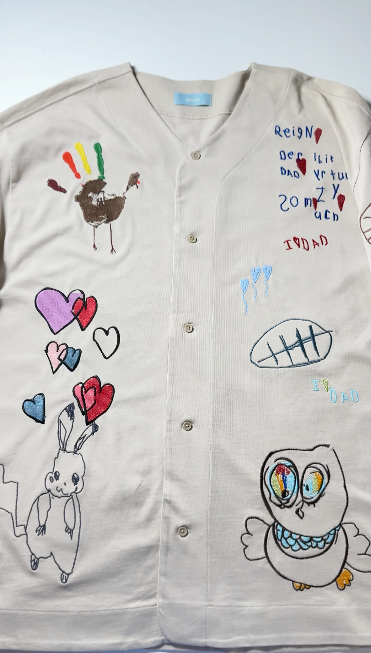 Men's Baseball Jersey with custom Kid's Drawing Embroidered